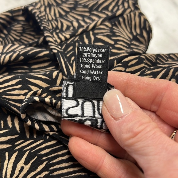 Clara Sunwoo Black and Brown Print Quater Sleeve Tunic Length Top Size XL - Picture 10 of 10